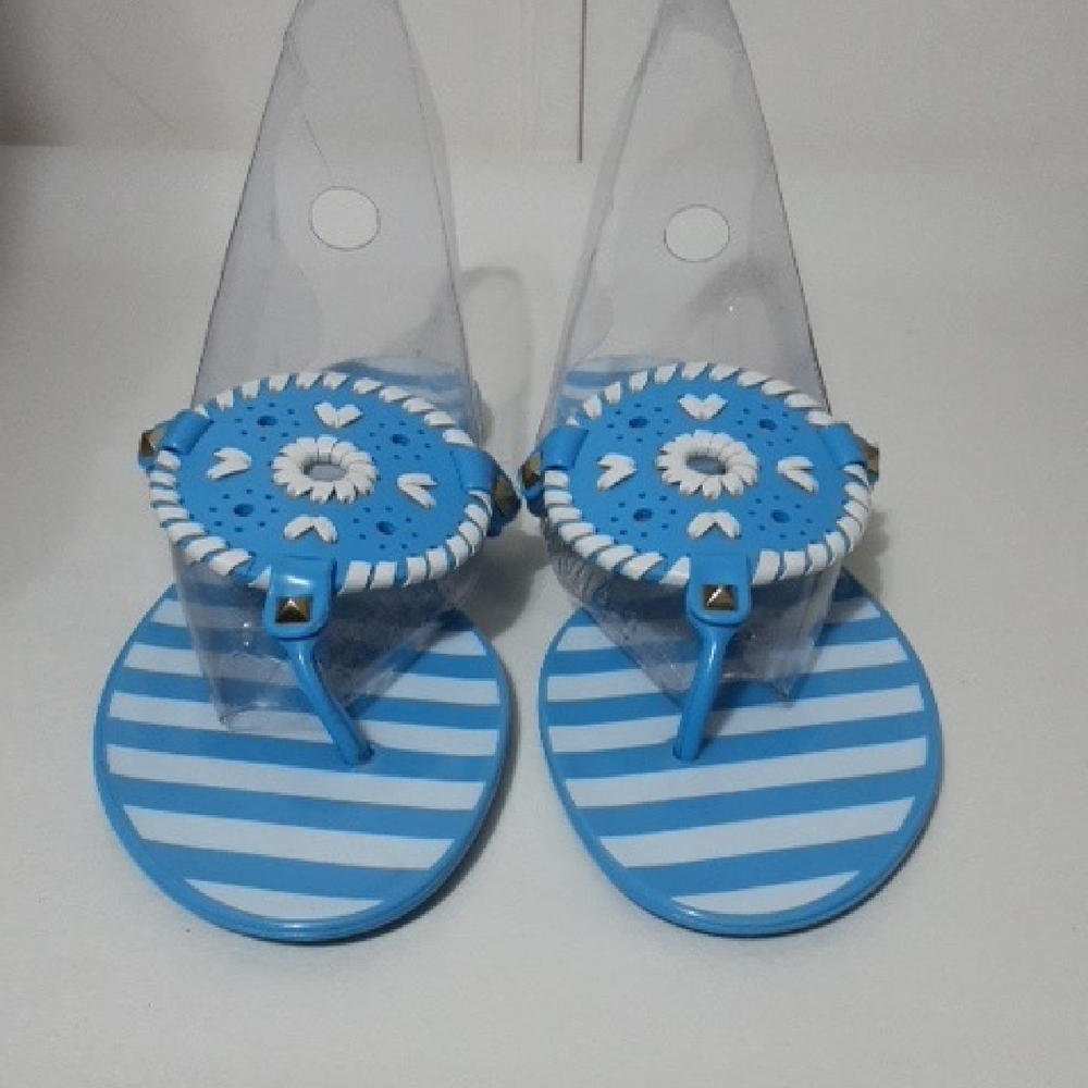 Jack Rogers Thong Blue and White Striped Rubber‎ Sandals